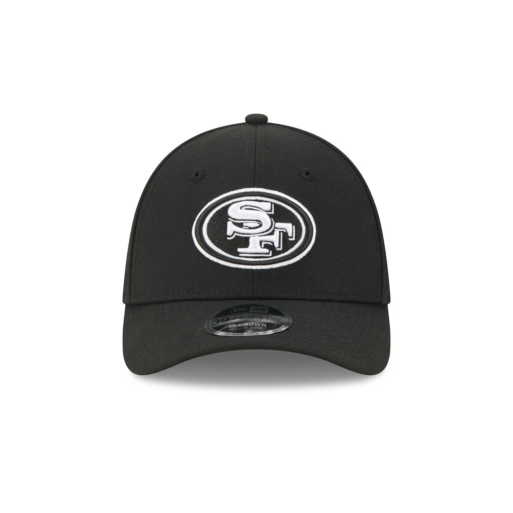 San Francisco 49ers Poly Black & White 39THIRTY M-Crown Stretch Fit Hat