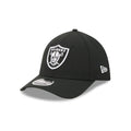 Las Vegas Raiders Poly Black & White 39THIRTY M-Crown Stretch Fit Hat