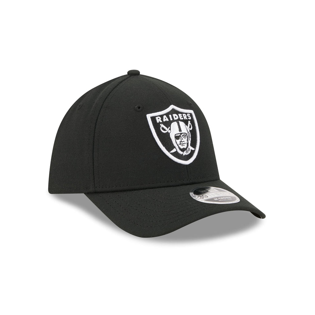 Las Vegas Raiders Poly Black & White 39THIRTY M-Crown Stretch Fit Hat